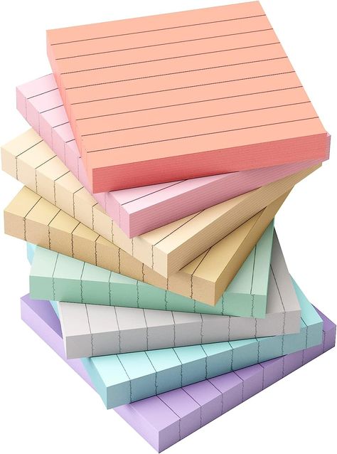 EOOUT 8 Pads Lined Sticky Notes, 3x3 Inches Self-Stick Note Pads, 100 Sheets/Pad, Super Adhesive Memo Pads, Morandi Colors Sticky Notes, Easy to Post Notes Middle School Supplies 6th Grade, School Sticky Notes, Middle School Supplies, Office Supplies Desk Accessories, Stick Notes, Memo Pads, Note Pads, Notecard Set, Writing Pad