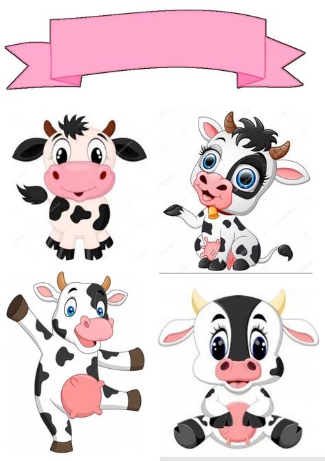 Printable Cupcake Toppers Birthday, Cow Cartoon Images, Baby Elephant Drawing, Frozen Printables, Car Cake Toppers, Cowgirl Baby Showers, Cow Cakes, Cow Face, Elephant Drawing