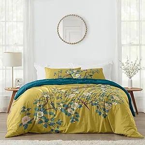 Amazon.com: Sweet Jojo Designs Yellow Teal Floral Bird Girl Queen Duvet Cover Bedding Set Full Size Bed Comforter Case Shams 3pc -Chartreuse Turquoise Blue Flowers Cottagecore Vintage Botanical Pink Blossom Tree : Home & Kitchen Full Size Bed Comforter, Butterfly Bedding Set, Flower Duvet Cover, Red Duvet Cover, Chinoiserie Design, Flower Duvet, Full Bedding Sets, Sweet Jojo Designs, Queen Duvet Cover