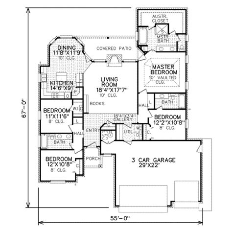 Plan 65-328 - Houseplans.com Retro Floor Plans, 1950s House Floor Plans, 50s House Floor Plan, 50 Bed Hospital Floor Plan, Traditional Chinese House Floor Plan, Traditional House Plans, Traditional Bathroom, Floor Plan Design, Traditional Design