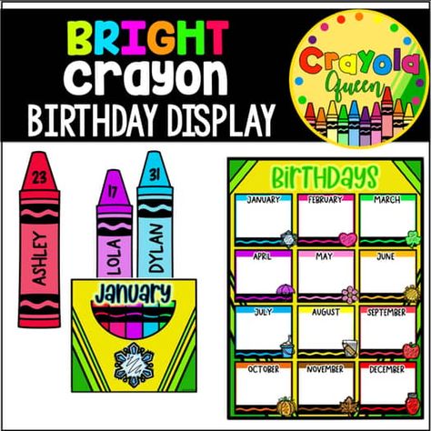 Crayon birthday | TPT Crayon Classroom, Crayon Themed Classroom, Happy Birthday Board, Birthday Display, Queen Birthday, Crayola Crayons, Themed Classroom, Birthday Board, 1st Grade