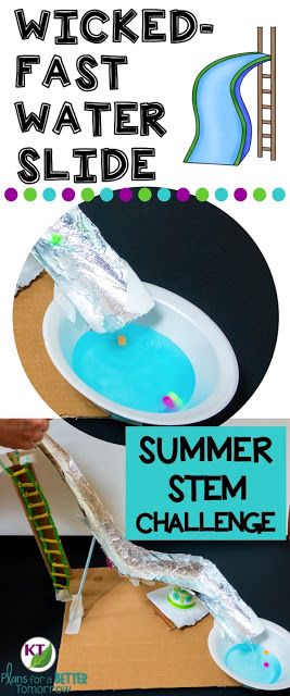 End of the Year Summer STEM Challenge: In Wicked-Fast Water Slide, students must design a water slide built for speed, thrills, and safety, of course! Includes modifications for grades 2-8. STEM Challenges combine science, technology, engineering, and mathematics to guarantee hands-on, engaging learning. Perfect for the end of the year! Summer Stem Activities, Stem Camp, Summer Stem, Steam Challenges, Summer Safety, Stem Elementary, Science Camp, Jr High, End Of Year Activities