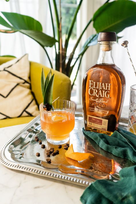 Celebrating Elijah Craig Old Fashioned Week with a Charred Pineapple Coffee Old Fashioned Elijah Craig Cocktails, Elijah Craig Bourbon, Charred Pineapple, Pineapple Syrup, Alcohol Beverages, Old Fashioned Drink, Aromatic Bitters, Old Fashioned Glass, Delicious Cocktails