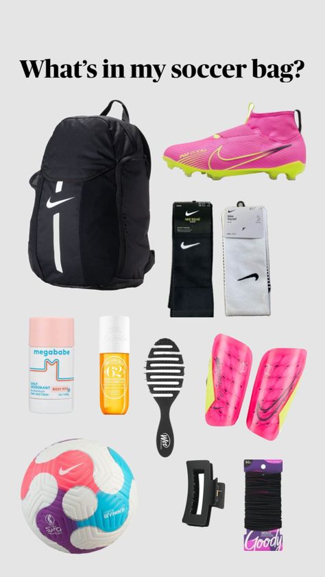 Soccer Camp Packing List, Preppy Shuffles, Soccer Backpack, Soccer Training Drills, Soccer Bag, Soccer Camp, Camping Packing List, Soccer Outfits, Soccer Equipment