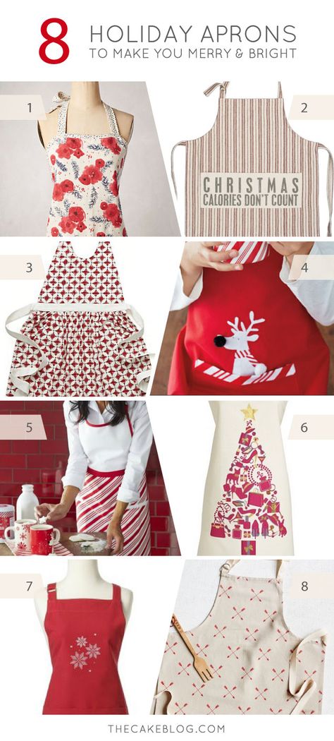 Christmas calories don't count!  |  8 Holiday Aprons to make you merry and bright | on TheCakeBlog.com Holiday Aprons Christmas, Christmas Aprons Diy, Aprons Diy, Diy Handmade Gifts, Christmas Calories Don't Count, Flirty Aprons, Apron Ideas, Apron Patterns, Diy Apron