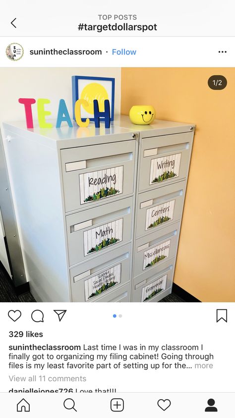 Teacher Filing Cabinet Organization, Teacher Work Station, Special Ed Classroom Decor, Teacher Organization Ideas, Organize Classroom, Special Education Classroom Setup, Teacher Storage, Intervention Classroom, Classroom Organization Elementary