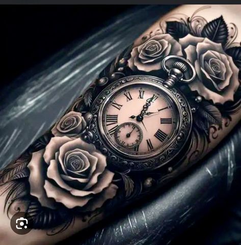 Hourglass Rose Tattoo, Clock Tattoo Design For Men Arm, Sand Timer Tattoo Design, Rose And Watch Tattoo, Hand Clock Tattoo, Compass Tattoos For Women, Clock Tattoo Design Women, Clock Tattoo Drawing, Vintage Clock Tattoos