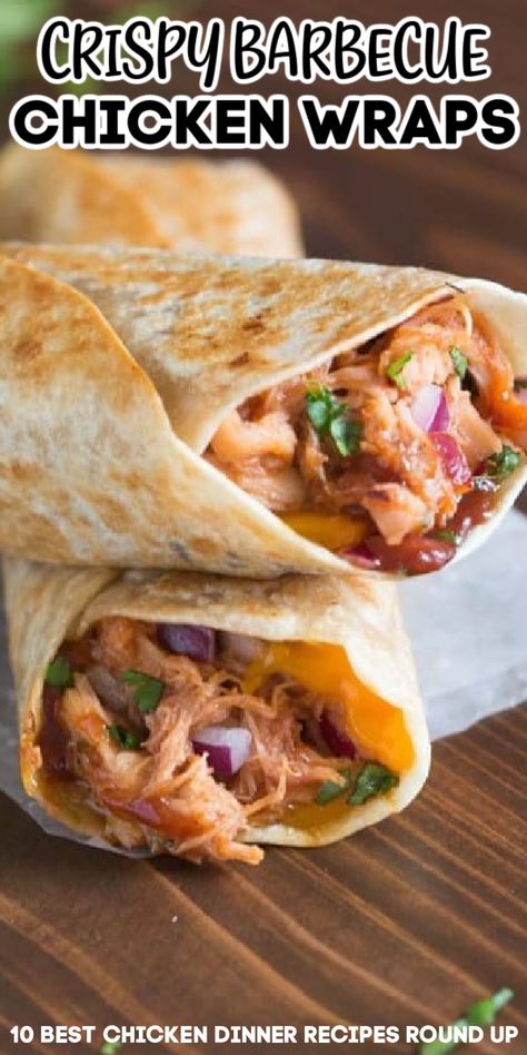 Crispy Chicken Wraps, Wraps Recipes Easy, Bbq Chicken Wraps, I Lost 100 Pounds, Barbeque Chicken, Chicken Wrap Recipes, Healthy Food Menu, Healthy Food Guide, Chicken Wrap