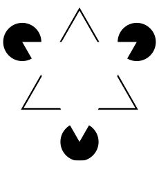 Gestalt psychology - This famous illusion of the 'invisible' triangle is an example of gestalt perception Triangle Optical Illusion, Amazing Optical Illusions, Optical Illusions Pictures, Illusion Pictures, Cool Optical Illusions, Visual Illusion, Visual Perception, Desenho Tattoo, Geometric Triangle