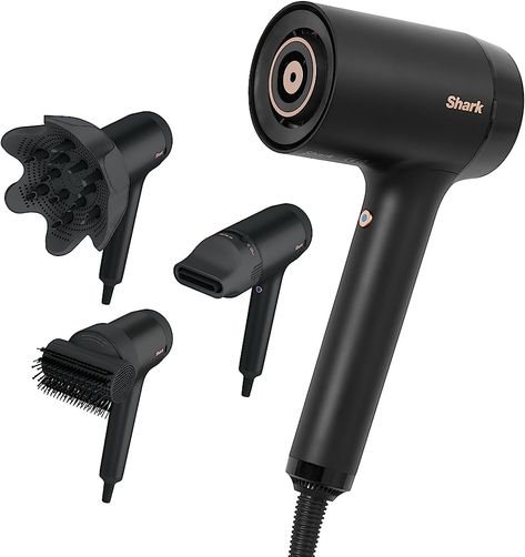 Shark STYLE iQ Ionic Hair Dryer & Styler [HD120UK] Style Brush, Concentrator, Diffuser, Black : Amazon.co.uk: Beauty Hair Dryer Styler, Bouncy Blow Dry, Hair Tool Set, Hair Dryer Accessories, Hair Diffuser, Ionic Hair Dryer, Hair Styler, Heat Damage, Beauty Must Haves