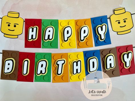 Lego Birthday Banner, Lego Party Decorations, Lego Friends Birthday, Birthday Party Boy, Lego Avengers, Lego Themed Party, Lego Birthday Cake, Lego Theme, Ninjago Birthday