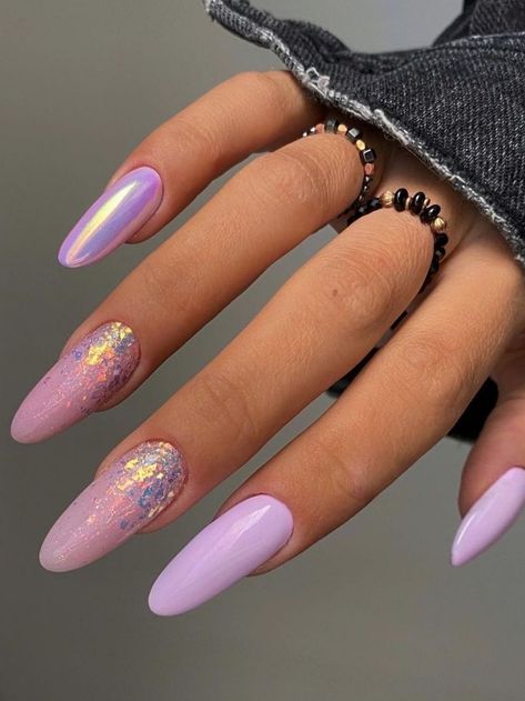 lavender glitter ombre long nails Long Oval Nails, Purple Ombre Nails, Pink Chrome Nails, Gel Toe Nails, Ombre Nails Glitter, Lavender Nails, Pink Gel, Glitter Gel Nails, Ombre Nail Designs