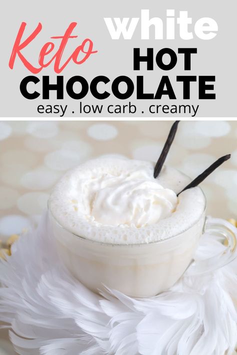 Keto Hot Chocolate, Sugar Free Hot Chocolate, Keto Beverages, White Hot Chocolate Recipe, Sugar Free White Chocolate, Keto Donuts, Lazy Keto, Keto Drinks, Hot Cocoa Recipe