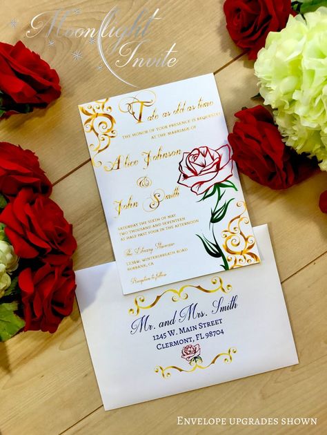 Fairytale Invitation, Beauty And The Beast Quince, Beauty And The Beast Wedding Theme, Wedding Website Examples, Beauty And The Beast Wedding, Beauty And Beast Wedding, Beauty And The Beast Theme, Sweet 16 Themes, Quince Invitations