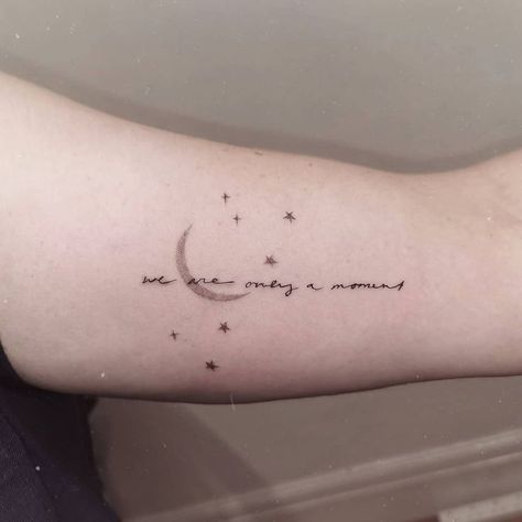 Moon And Stars Tattoo, Moon Star Tattoo, Star Tattoo Meaning, Luna Tattoo, Heaven Tattoos, Tattoo Moon, Omerta Tattoo, Stars Tattoo, Crescent Moon Tattoo