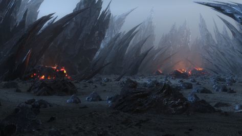 Dark Planet, Krzysztof Plonka on ArtStation at https://www.artstation.com/artwork/dzlgX Dark Planet Concept Art, Dark Planet, Dark Environment, Star Wars Planets, Planets Art, My Fantasy World, Landscape Concept, Alien Planet, 다크 판타지