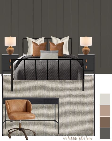 Adalina Platform Bed curated on LTK Charcoal Bedroom Ideas, Gray And Black Bedroom Ideas, Gray Teen Bedroom, Room Decor Mood Board, Boys Bedroom Decor Ideas, Beige And Grey Bedroom, Masculine Bedrooms, Twin Beds For Boys