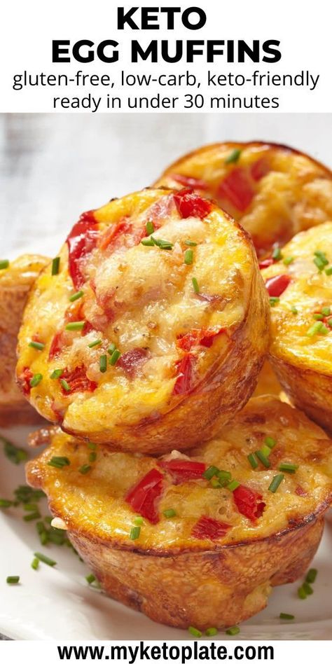 These keto egg muffins are super easy to make and extremely delicious, perfect for quick breakfasts on busy mornings. They're gluten-free, low-carb, and keto-friendly, sure to be a hit with your whole family!! Low Carb Egg Muffins, Keto Egg Muffins, Keto Breakfast Muffins, Almond Flour Muffins, Breakfast Omelette, Quick Breakfast Recipes, Egg Muffins, Egg Bites, Gluten Free Muffins