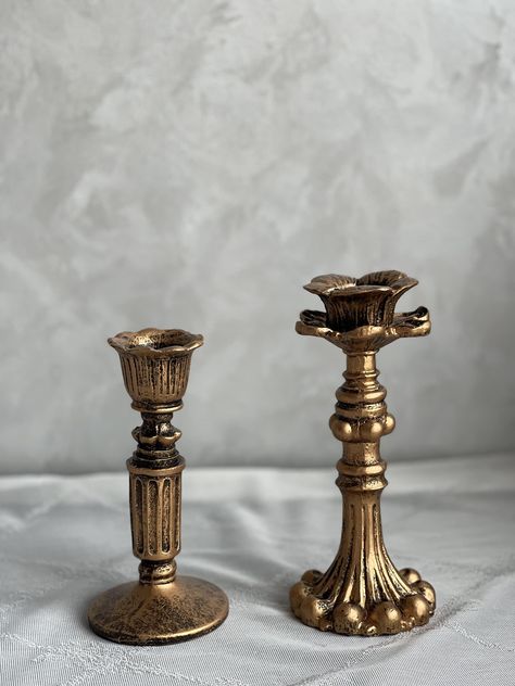 Fancy Candle Holders, Resin Candle Holder, Bronze Furniture, Resin Candle, Antiqued Candle Holders, Vintage Candlestick Holders, Candle Stick Decor, Floral Resin, Retro Ornaments