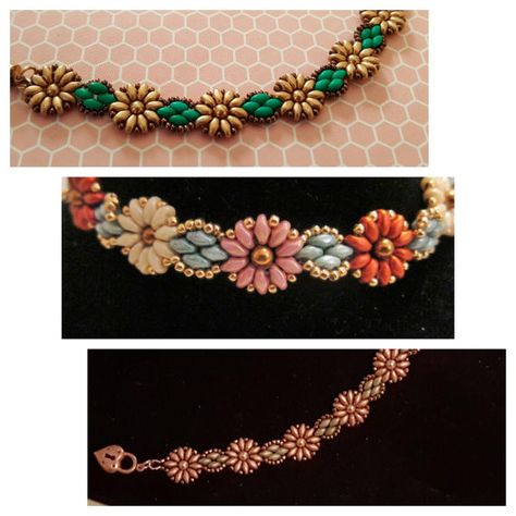 By popular demand, its finally here...the full digital tutorial for the Superduo Sunflowers and Daisies Bracelet! Remember making daisy chains as a child? Now you can put the beauty of a sunflower beaded chain around your wrist..and it wont wither away! This tutorial will show you how Etsy Patterns, Superduo Bracelet, Seed Bead Bracelets Tutorials, Seed Bead Tutorials, Daisy Chains, Digital Tutorial, Super Duo Beads, Twin Beads, Braid Jewelry