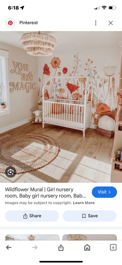 Painted Mural Ideas, Wildflower Mural, Neutral Playroom, Hand Painted Mural, Playroom Mural, Painted Mural, Nursery Mural, Girl Nursery Room, Mural Ideas