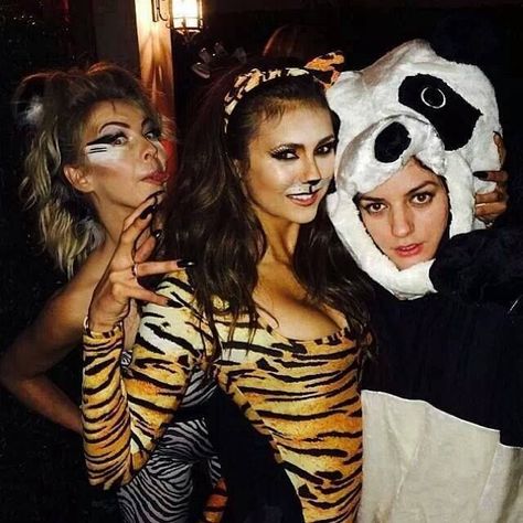 Nina Dobrev in a tiger costume with friends at her birthday party Nina Dobrev Birthday, Jungle Costume, Season Activities, Animal Themed Birthday Party, Animal Makeup, Best Party Dresses, Animal Halloween Costumes, Tiger Costume, Rumble In The Jungle