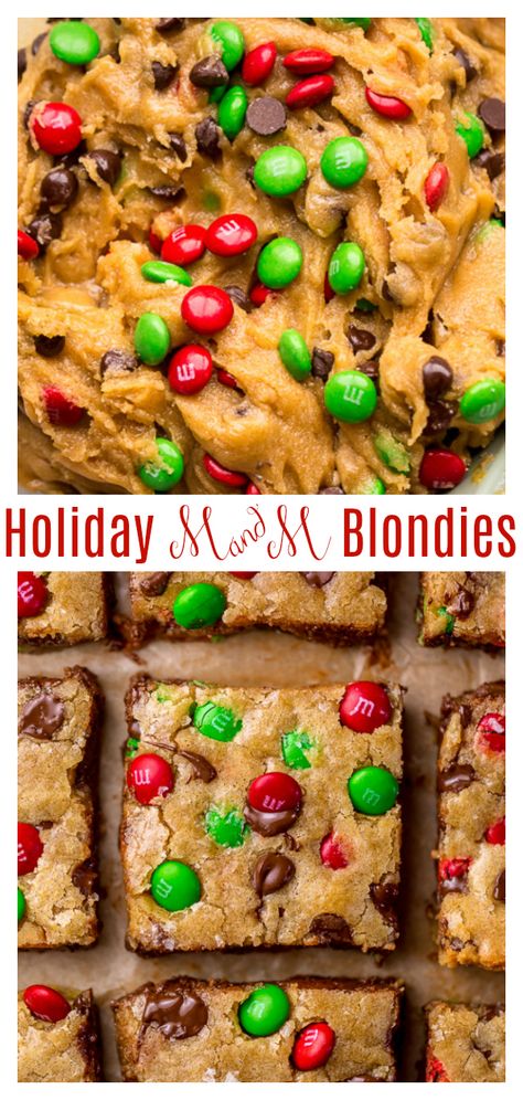 M M Blondies, Christmas Cookie Bars, Baker By Nature, Christmas Baking Recipes, Dessert Simple, Christmas Cookies Easy, Holiday Cookie Recipes, Food Home, Cookie Bar Recipes