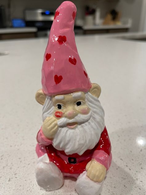 Valentine Dollar Tree Garden Gnome Makeover Knomes Garden, Dollar Tree Gnome Makeover, Dollar Tree Garden, Pink Gnomes, Pink Gnome, Gnome Ideas, Gnome Paint, Tree Garden, Pink Things