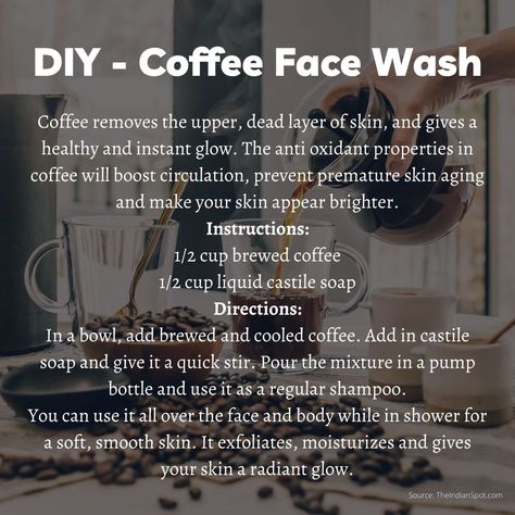 Coffee Face Wash, Body Wash Recipe, Diy Face Wash, Coffee Facial, Natural Things, Liquid Castile Soap, Sugar Scrubs, Castile Soap, Diy Beauty Hacks