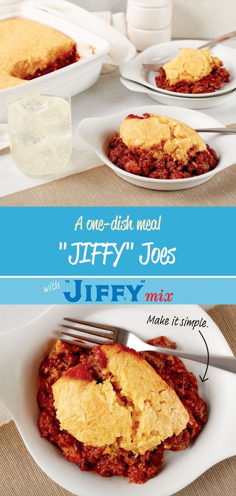 Celebrate Summer with a one-dish meal. Keep it simple with "JIFFY".

Pictured: "JIFFY" Joes made with "JIFFY" Corn Muffin Mix. Jiffy Joes, Jiffy Muffin Mix Recipes, Jiffy Corn Muffin Mix Recipes, Corn Muffin Mix Recipes, Muffin Mix Recipe, Jiffy Mix Recipes, Jiffy Recipes, Jiffy Cornbread Recipes, Baking Mix Recipes