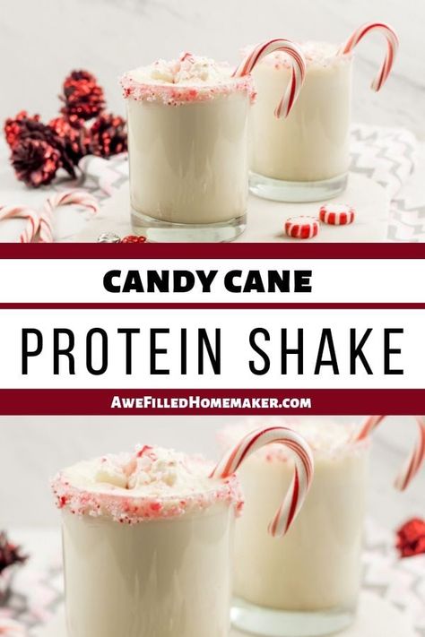 Protein Shakes With Vanilla Protein, Holiday Protein Shakes, Protein Shakes With Powder, Peppermint Mocha Protein Shake, Fairlife Vanilla Protein Shake Recipe, Peppermint Protein Powder Recipes, Pure Protein Shake Recipes, Christmas Protein Shake, Premier Protein Powder Recipes