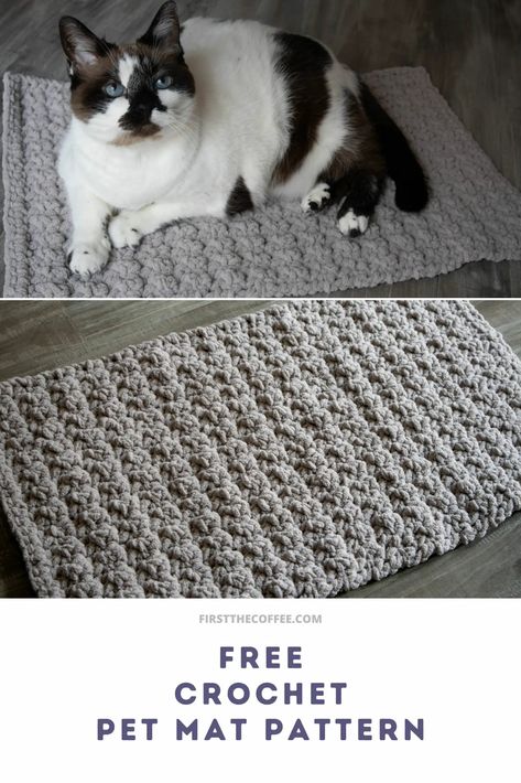 Diy Crochet Cat Bed, Pet Bed Pattern, Easy Beginner Crochet Patterns, Crochet Cat Bed, Crochet Pet, Cat Rug, Crochet Patterns Ideas, Crochet Mat, Crochet Patterns Free Beginner