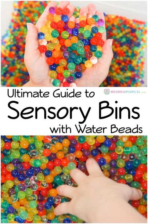 The Ultimate Guide to Setting up Sensory Bins Using Water Beads and Other Sensory Friendly Materials Waterbeads Sensory Bin, Bead Activities, Vetenskapliga Experiment, Sensory Crafts, Sensory Activity, Toddler Sensory, Sensory Boxes, Processing Disorder, Sensory Table