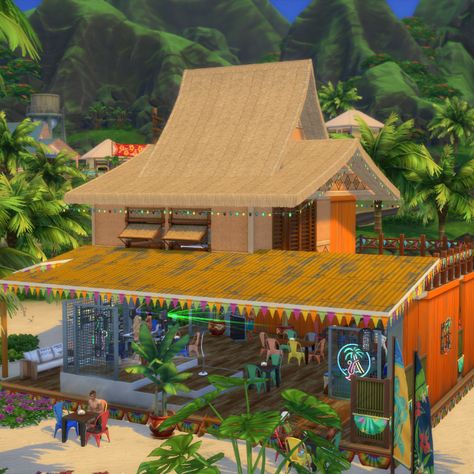 The "Kokomo" Restaurant and Beach Bar in Sulani for The Sims 4 #thesims4build Bar Sims 4, Beach Bar, Beach Bars, The Sims 4, The Sims, Sims 4, Restaurant, Bar