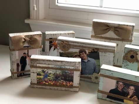 Scrap Wood Projects Diy Farmhouse, Scrap Wood Pictures, Rustic Wood Picture Frames Diy, Old Wood Picture Frame Ideas, Pictures Transferred To Wood, Barnwood Picture Frames Diy, Scrap Wood Cricut Projects, Diy Projects With Scrap Wood, Diy Wood Picture Holder