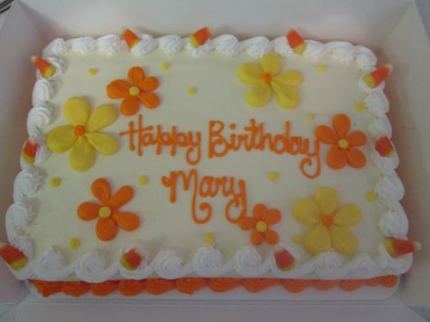 Sams Club Sheet Cake, Retro Sheet Cake, Groovy Sheet Cake, Sheet Birthday Cakes, Sleepover Cakes, Sheet Cake Designs Birthday, Groovy Cake Ideas, Dq Cake, Carnival Cakes