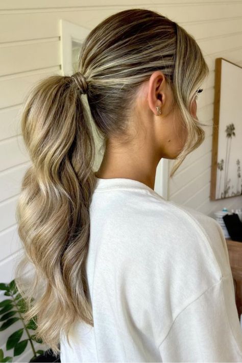 Mid-Height Pony High Pony Homecoming Hair, Party Pony Hairstyle, Hair Styles For Hoco, Sleek Braided Ponytail, Barbie Ponytail, Casual Braids, Pony Hairstyles, Homecoming Party, Hoco Hairstyles