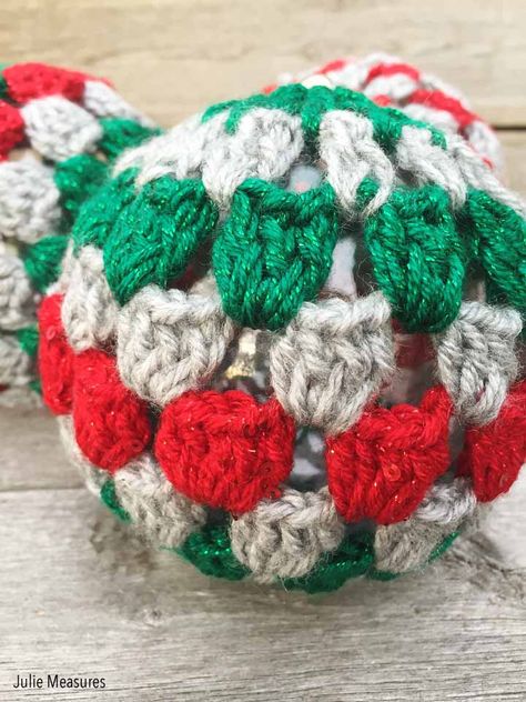 Granny Square Crochet Ornaments - Julie Measures Granny Square Bauble, Granny Square Christmas Ornaments, Quick Granny Square Crochet, Quick Granny Square, Granny Square Ornament, Granny Square Crochet Projects, Granny Square Christmas Tree, 2023 Ornaments, Crochet Ornaments Free Pattern