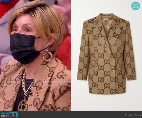 Rosa Beza’s Gucci logo canvas blazer on The View. Outfit Details: https://wornontv.net/335474/ Blazer Women Outfit, Gucci Blazer, Crushed Velvet Dress, Floral Ruffle Dress, Blazer Women, Gucci Logo, Women Outfit, Latest Outfits, Mens Plus Size