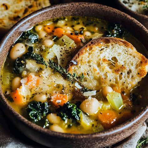 Tuscan Ribollita Soup Ribollita Soup, Tuscan Recipes, Tuscan Soup, Bread Soup, Mediterranean Diet Meal Plan, Cooking Soup, Italian Soup, Stale Bread, Vegetable Stew