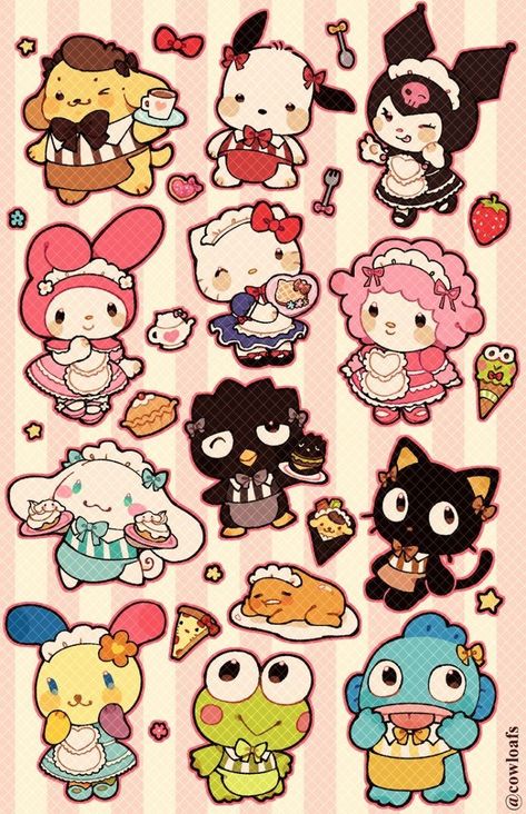 Stuff To Put Stickers On, Cute Stickers Sanrio, Drawing Stickers Art, Stickers To Draw, Sanrio Stickers Printable, Sanrio Sticker Sheet, Thing To Print, Hello Kitty Colouring, Hello Kitty Sticker Sheet