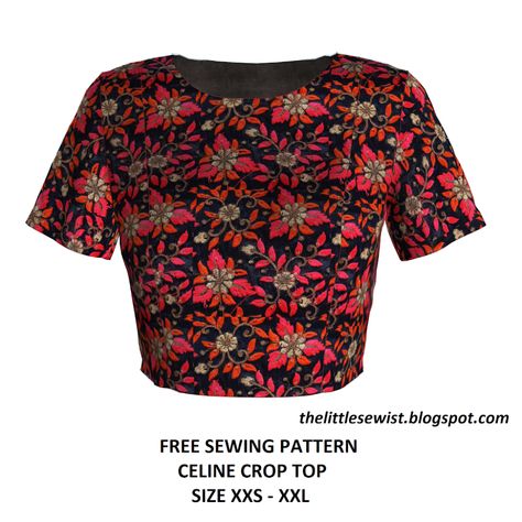 Celine Crop Top, Paper To Print, Crop Top Sewing Pattern, Puff Sleeve Pattern, Puffed Sleeve Top, Free Crop Tops, Free Pdf Sewing Patterns, Crop Top Pattern, Trendy Crop Tops