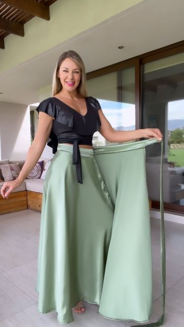 Long Wrap Skirt Outfit, Wrap Skirt Outfit, Cool Skirt, Long Wrap Skirt, Tulle Skirt Black, Fashion Sewing Tutorials, Modest Skirts, Silk Lingerie, Cute Prom Dresses