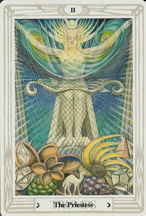 A detailed YouTube and written presentation of the Thoth Priestess of the Major Arcana of the Thoth Tarot, as part of a complete series on this deck. Aleister Crowley Tarot, Thoth Tarot, Aleister Crowley, Tarot Major Arcana, High Priestess, Daily Tarot, Tarot Cards Art, Art Carte, Minor Arcana