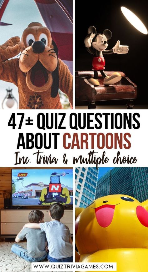 Cartoon Trivia Questions And Answers, Trivia Questions For Kids, Tv Quiz, Walt Disney Cartoons, Tv Trivia, Group Games For Kids, 80 Cartoons, Sylvester The Cat, Spongebob Square