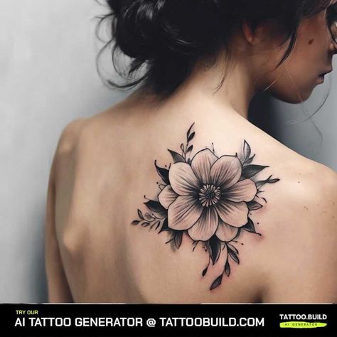 Flower Tattoo on the Back Shoulder - Tattoo Build Tattoo Ideas Female Cover Up Shoulder, Flower Tattoo Shoulder Cap, Tattoo Shoulder Cap, Shoulder Cover Up Tattoos, Dragon Thigh Tattoo, Tattoo On The Back, Shoulder Cap Tattoo, Flower Tattoo Ideas, Tiny Dragon