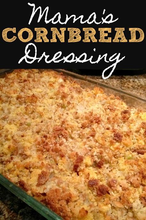 Mama's Cornbread Dressing! A recipe for Southern cornbread dressing made with cornbread and herb stuffing for the perfect Thanksgiving side dish that everyone will love. #thanksgiving #dressing #stuffing Homemade Cornbread Dressing, Southern Thanksgiving Recipes, South Your Mouth, Dressing Recipes Thanksgiving, Cornbread Dressing Southern, Mozzarella Sandwich, Bread Dressing, Southern Thanksgiving, Dressing Recipes Cornbread