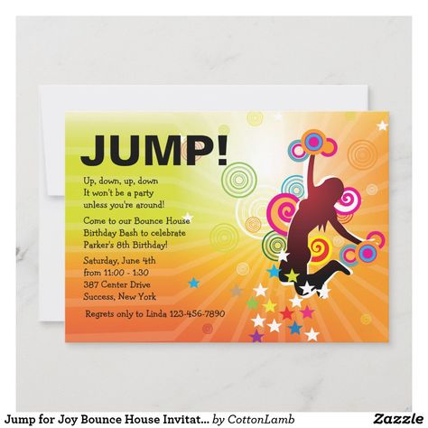 Jump 4 Joy Birthday, Cute Birthday Themes, Gymnastic Birthday Party, Gymnastics Theme Birthday, Gymnastics Theme Birthday Party, Gymnastic Birthday, Fun Birthday Invitations, Joy Birthday, Bounce House Birthday