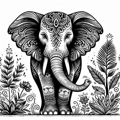 Animal Mandala Tattoo, Elephant Mandala Art, Zentangle Elephant, Mandala Elephant Tattoo, Paisley Elephant, Elephant Wallpaper, Botanical Flowers Print, Elephant Tattoo Design, Mandala Elephant