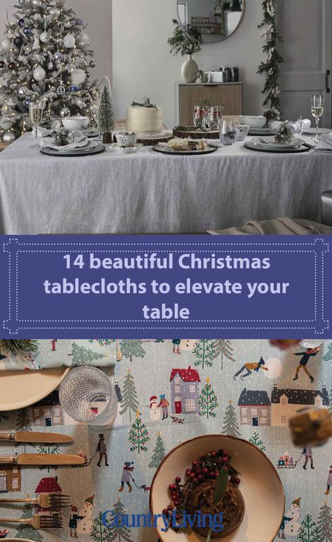 Set the scene this December with a Christmas tablecloth. From PVC wipe-clean styles to sustainable cotton tablecloths, they are the perfect way to jazz up your festive dining table — and impress guests on Christmas Day. Christmas Table Linen Tablecloth, Christmas Table Cloth Ideas, Christmas Tablecloth Ideas, Christmas Table Cloths, Round Christmas Tablecloth, Festive Dining Table, Vinyl Table Covers, Holly Print, Festive Tablescape